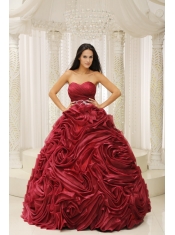 Quinceanera Dress With Sweetheart Neckline Beaded Decorate Waist Hand Made Flower A-line Formal Evening