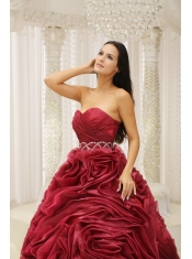 Quinceanera Dress With Sweetheart Neckline Beaded Decorate Waist Hand Made Flower A-line Formal Evening