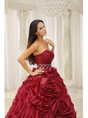 Quinceanera Dress With Sweetheart Neckline Beaded Decorate Waist Hand Made Flower A-line Formal Evening