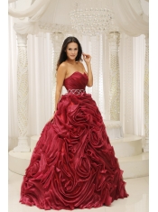 Quinceanera Dress With Sweetheart Neckline Beaded Decorate Waist Hand Made Flower A-line Formal Evening