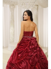 Quinceanera Dress With Sweetheart Neckline Beaded Decorate Waist Hand Made Flower A-line Formal Evening