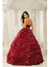 Quinceanera Dress With Sweetheart Neckline Beaded Decorate Waist Hand Made Flower A-line Formal Evening