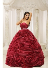 Quinceanera Dress With Sweetheart Neckline Beaded Decorate Waist Hand Made Flower A-line Formal Evening