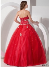 Ball Gown Sweetheart Tulle Appliques and Beading Quinceanera Dress