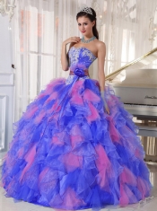 2013 Affordable Quinceanera Dress With Appliques and Flowers Organza In Multi-Colour