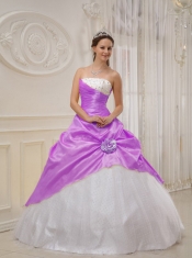2013 Ball Gown Beading Quinceanera Dress With Strapless Floor-length In Purple and White
