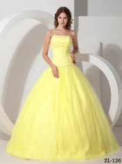 2013 Beautiful Ball Gown Strapless With Floor-length Tulle Beading Quinceanera Dress