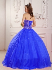 2013 Blue A-Line / Princess Sweetheart With Satin and Organza Beading Quinceanera Dress