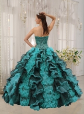 2013 Discount Multi-colored With  Sweetheart Floor-length Organza Beading Quinceanera Dress
