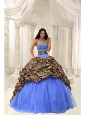 2013 Discount Quinceanera Dress Made With Leopard and Organza Decorate With Beading