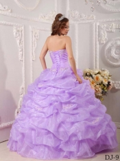 2013 Exclusive Ball Gown Strapless With Floor-length Organza Appliques Lavender Quinceanera Dress
