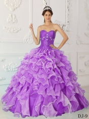 2013 Exquisite Purple A-Line / Princess Sweetheart With Taffeta and Organza Beading Quinceanera Dress