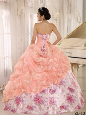 2013 Fashionable Printing Sweetheart With Beaded and Pick-ups In Multi-color For Custom Made