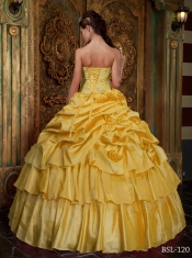 2013 Gorgeous Yellow Ball Gown Strapless With Organza Beading Quinceanera Dress