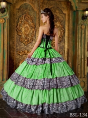 2013 Luxurious Ball Gown With Sweetheart Floor-length Zebra Ruffles Quinceanera Dress