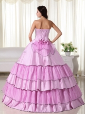 2013 Perfect Pink Ball Gown With Strapless Taffeta Beading Quinceanera Dress
