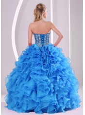 2013 Popular Quinceanera Dresses With Ruffles and Beaded Decorate Sweetheart