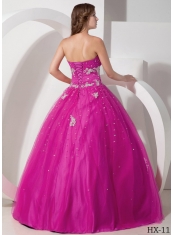 2013 Sweetheart Tulle With Appliques and Beading Quinceanera Dress in Fuchsia