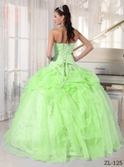 2013 Yellow Green Ball Gown Strapless With Floor-length Organza Beading Quinceanera Dress