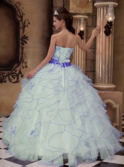 Brand new Quinceanera Dress In White With Ball Gown Strapless Floor-length Organza Embroidery  In 2013