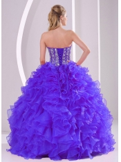 Discount Elegant Ball Gown Sweetheart Ruffles and Beaing Floor-length Quinceanera Dresses in Purple