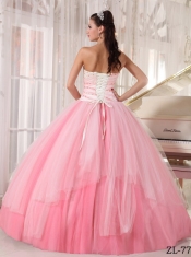 Elegant Affordable Pink and White Sweetheart Beading Quinceanera Dress