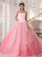 Elegant Affordable Pink and White Sweetheart Beading Quinceanera Dress