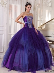 Elegant Ball Gown Strapless Quinceanera Dress with Tulle Beading