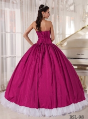 Elegant Ball Gown Sweetheart Beading Quinceanera Dress in Fuchsia and White