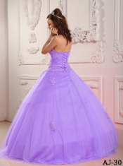 Elegant Classical Ball Gown Sweetheart Lavender Quinceanera Dress with Tulle Appliques