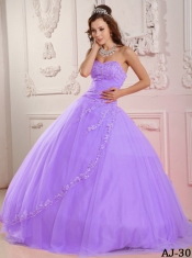 Elegant Classical Ball Gown Sweetheart Lavender Quinceanera Dress with Tulle Appliques