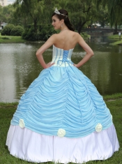 Elegant Custom Made Quinceanera Dress With Strapless Ball Gown Baby Blue and Pick-ups