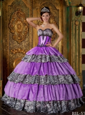 Elegant Luxurious Ball Gown Sweetheart Quinceanera Dress with Zebra Ruffles