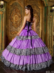 Elegant Luxurious Ball Gown Sweetheart Quinceanera Dress with Zebra Ruffles