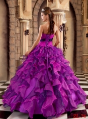 Elegant Multi-color Ball Gown Strapless Floor-length Organza Ruffles Quinceanera Dress