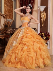 Elegant Orange Ball Gown Sweetheart Quinceanera Dress with Organza Beading