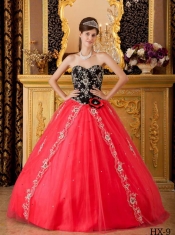 Elegant Red A-line / Princess Sweetheart Quinceanera Dress with Tulle Beading