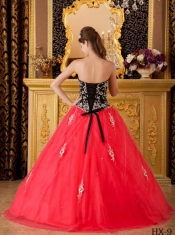 Elegant Red A-line / Princess Sweetheart Quinceanera Dress with Tulle Beading