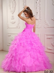 Elegant Romantic Ball Gown Sweetheart Baby Pink Quinceanera Dress with Organza Beading