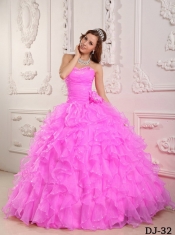 Elegant Romantic Ball Gown Sweetheart Baby Pink Quinceanera Dress with Organza Beading