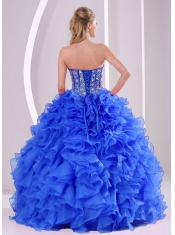 Elegant Royal Blue Sweetheart Ruffles and Beaded Decorate Quinceanera Dresses On Sale