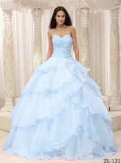 Elegant Ruched Bodice Hand Made Flowers Decorate Waist For Quinceanera Dress