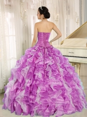 Exclusive Fuchsia Quinceanera Dress With Beaded Bodice and Ruffles Custom Made For 2013