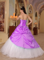 Fuchsia and White A-Line / Princess Sweetheart  Quinceanera Dress with Beading Tulle and Taffeta