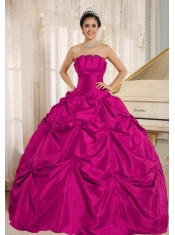 Petty Quinceanera Dress In Red Ball Gown  With Pick-ups For Custom Made With Taffeta In 2013