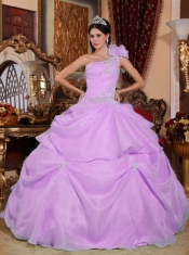 Purple Ball Gown Strapless Quinceanera Dress with Taffeta and Organza Appliques