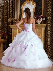 Quinceanera Dress In Colourful Princess Strapless With Floor-length Appliques In 2013