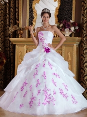 Quinceanera Dress In Colourful Princess Strapless With Floor-length Appliques In 2013