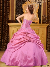 Quinceanera Dress In Hot Pink Ball Gown Strapless With Floor-length Taffeta Beading In 2013