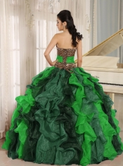Quinceanera Dress In Multi-color With V-neck Ruffles Made With Leopard and Beading In 2013